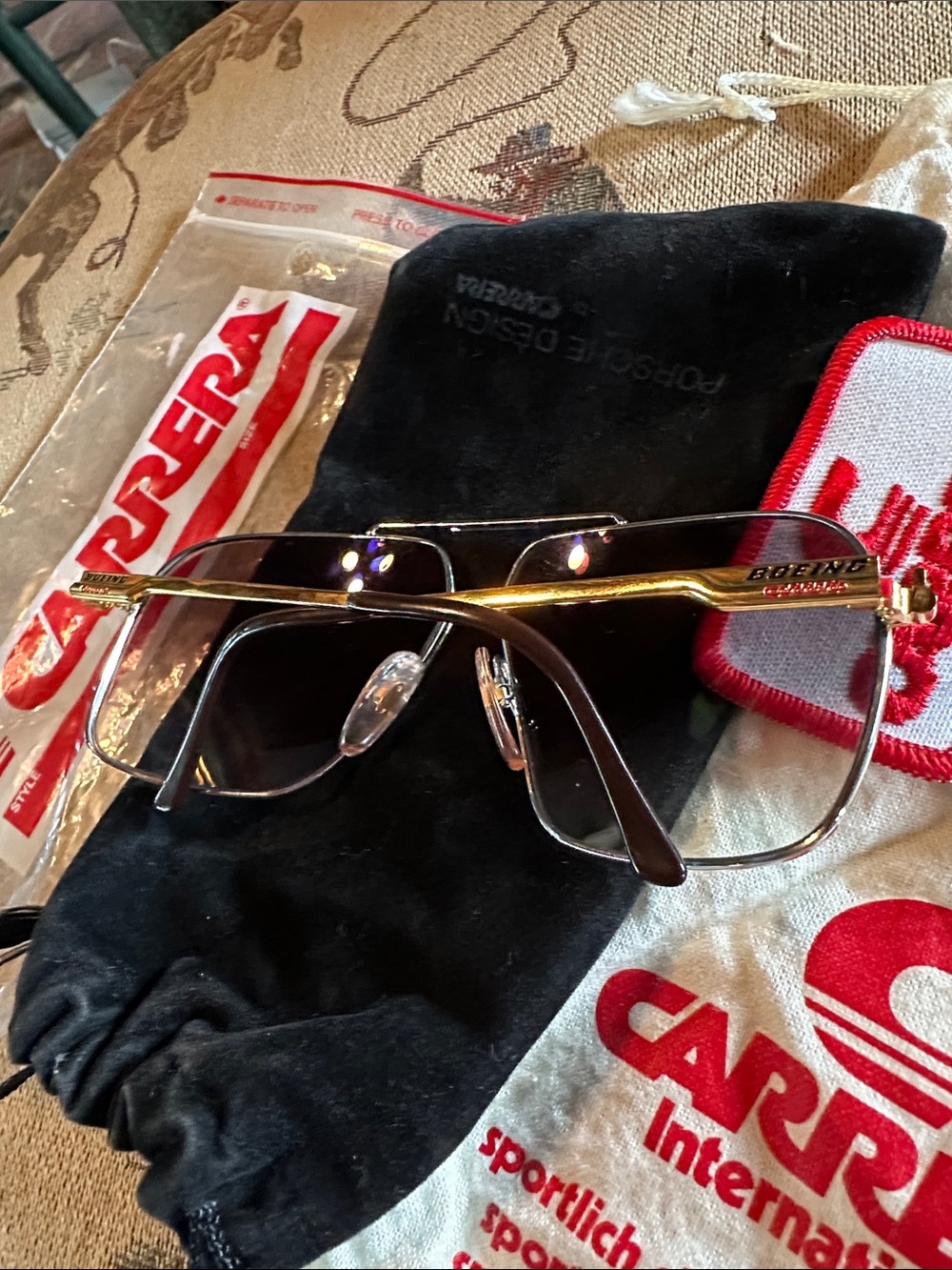 Vintage Boeing Carrera Gold and Silver Frame Sunglasses with Dark Lenses - Picture 7 of 8